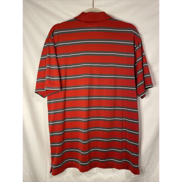 Under Armour Polo Short Adult Large Red Striped Logo Heatgear Short Sleeve Mens - Picture 3 of 3